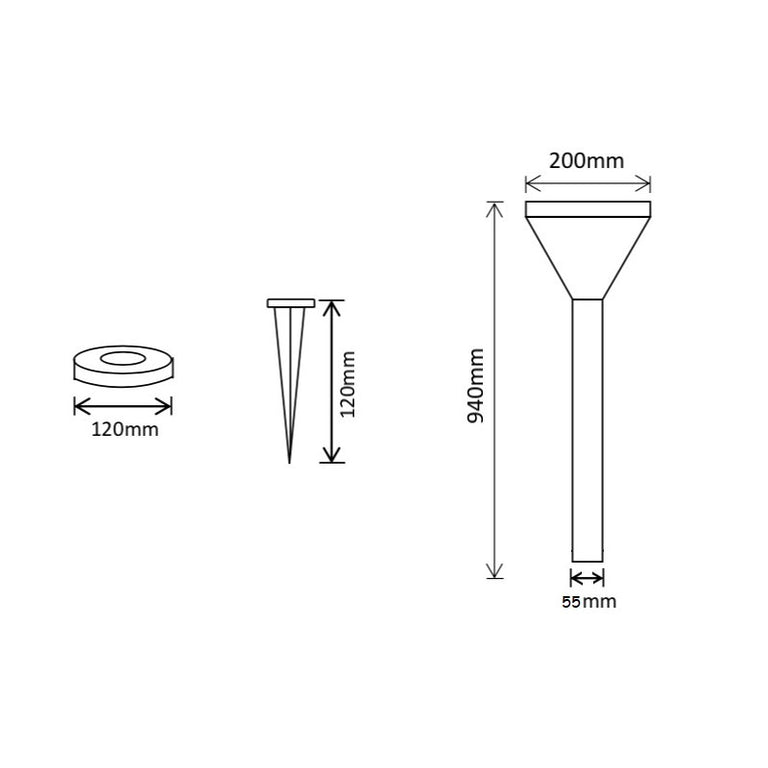 Solar Round LED Bollard Black / Cool White - SLDBL0094-S1-2.4W