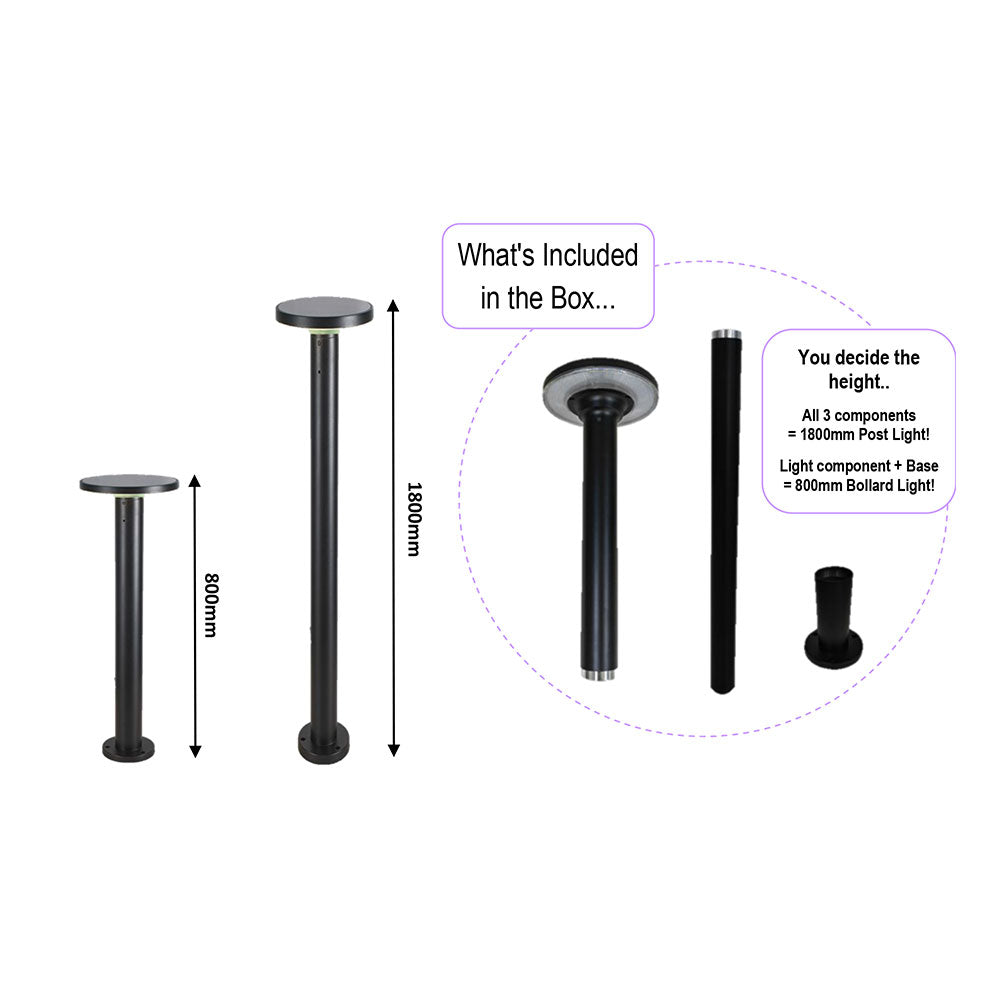 Solar Bollard to Post LED Light Black / Dual Colour  - SLDBLP006/BLK