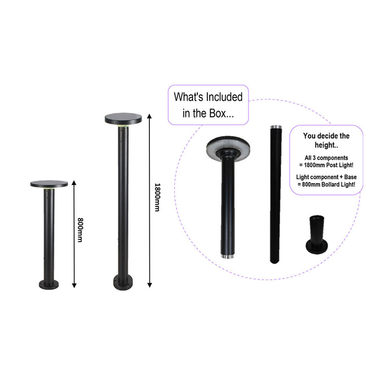 Solar Bollard to Post LED Light Black / Dual Colour  - SLDBLP006/BLK