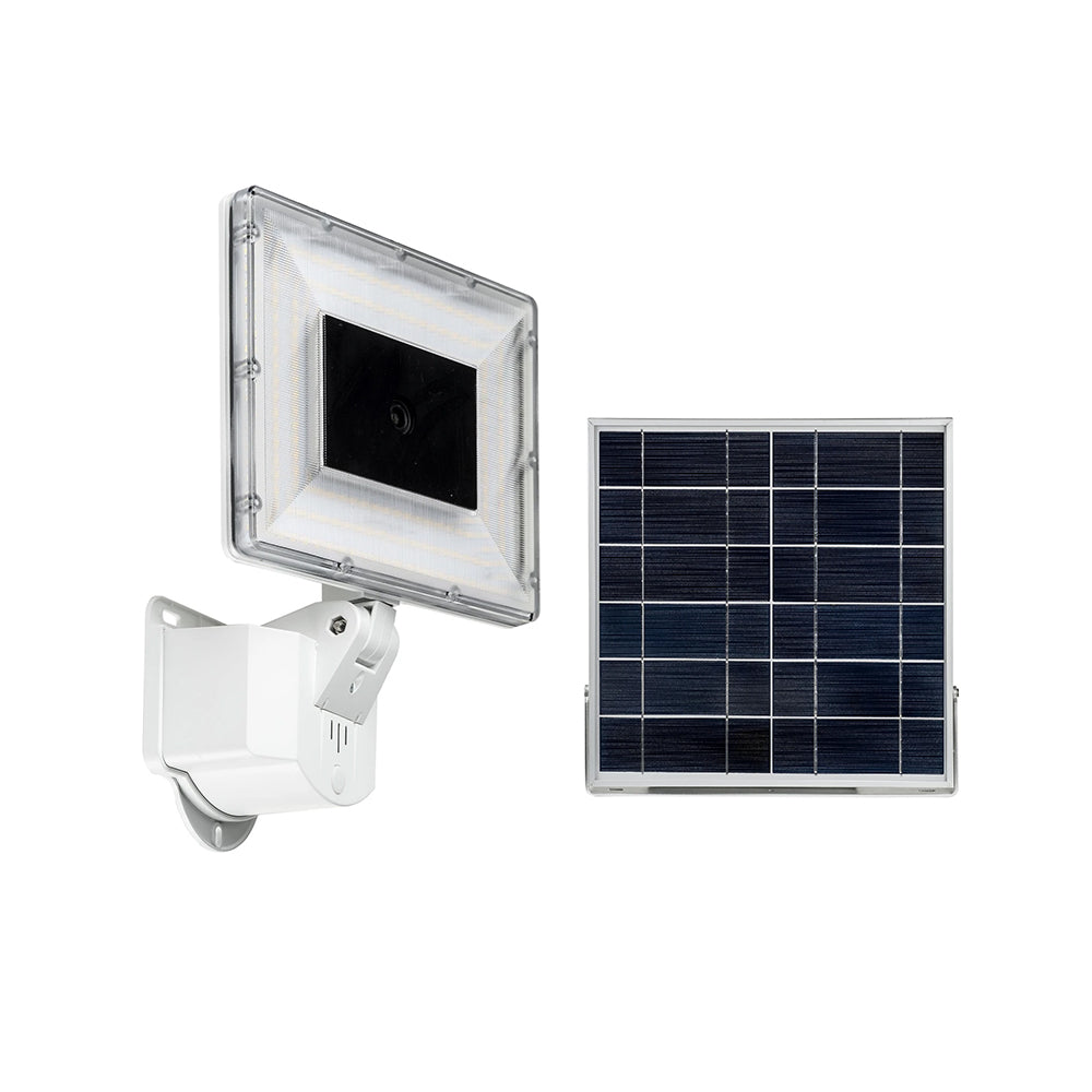 Fred 10W Solar LED Flood Light With Integrated Microwave Sensor & IP Camera White / Warm White - SLDFreD-WHT