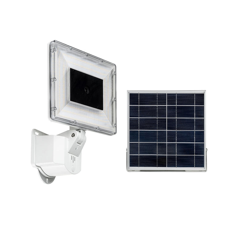 Fred 10W Solar LED Flood Light With Integrated Microwave Sensor & IP Camera White / Warm White - SLDFreD-WHT