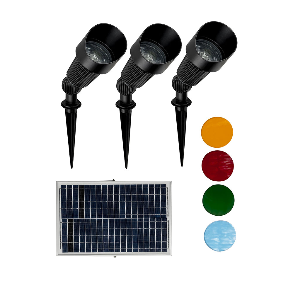 Garden Spot Light with Solar Panel Kit Black / Cool White - SLDGSK0055