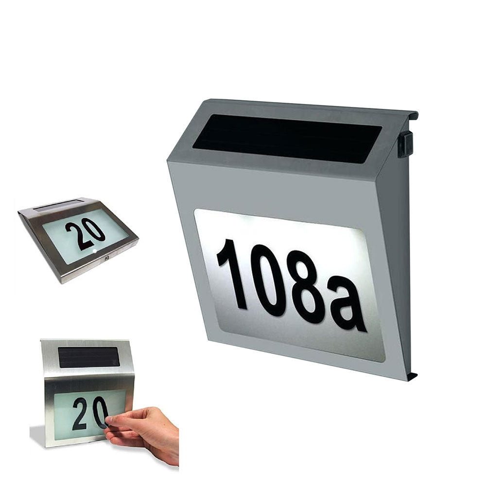 Illuminated Solar LED House Number Stainless Steel / Warm White - SLDIHN1-SS-WW