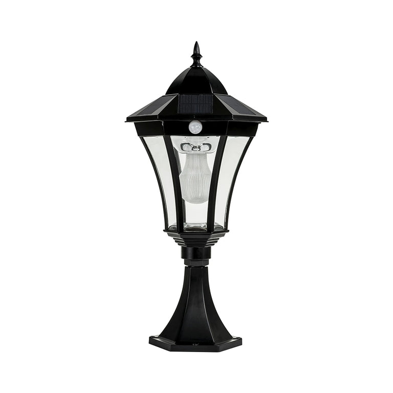Traditional Pillar Mount LED Light With Motion Sensor Black - SLDPIL0009A-3.8W-PIR