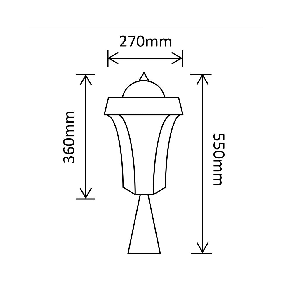 Traditional Pillar Mount LED Light With Motion Sensor Black - SLDPIL0009A-3.8W-PIR