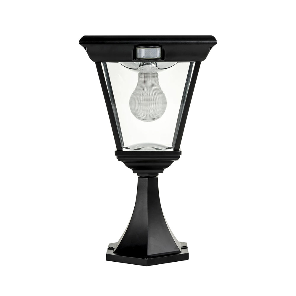 Traditional Pillar Mount LED Light With Motion Sensor Black - SLDPIL0018A-6.2W-PIR