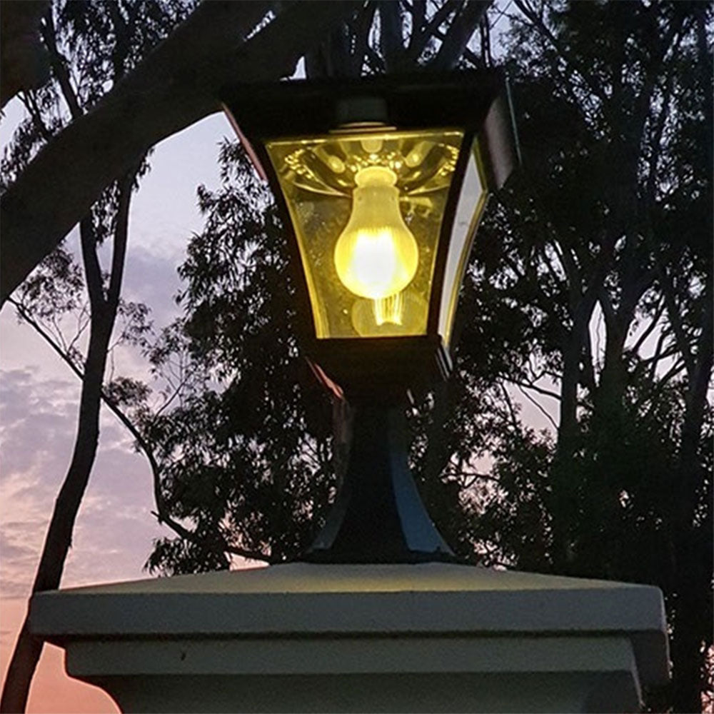 Traditional Pillar Mount LED Light With Motion Sensor Black - SLDPIL0018A-6.2W-PIR