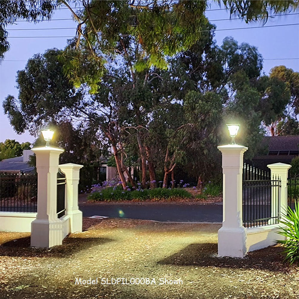 Traditional Pillar Mount LED Light With Motion Sensor Black - SLDPIL0018A-6.2W-PIR