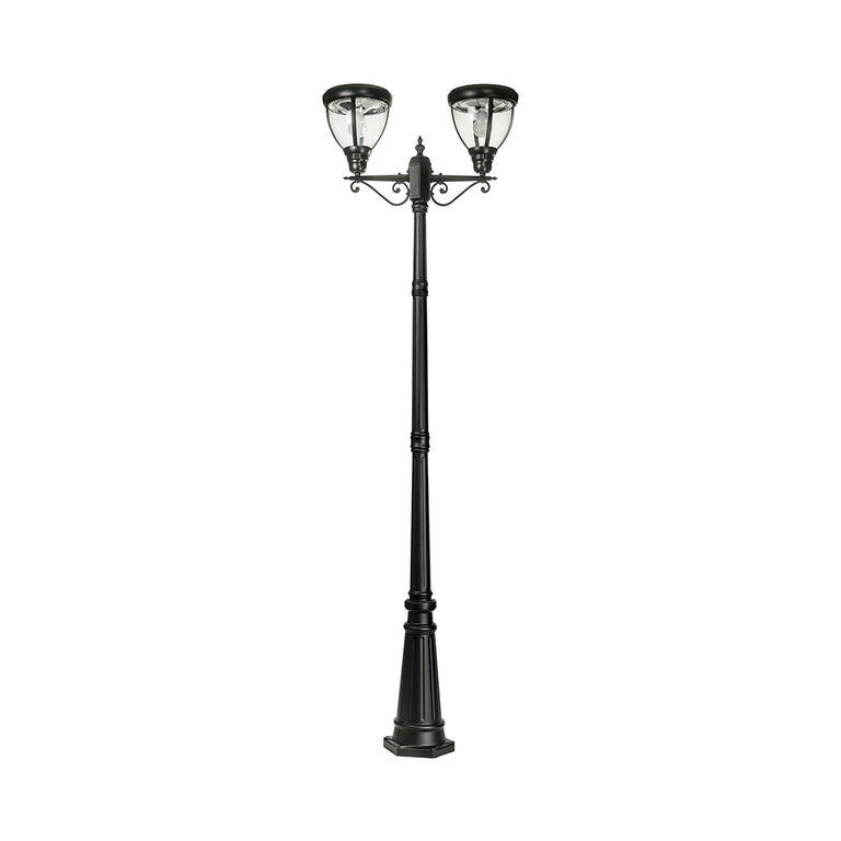 Traditional Twin Head LED Post Light Black - SLDPL0007B-12.4W