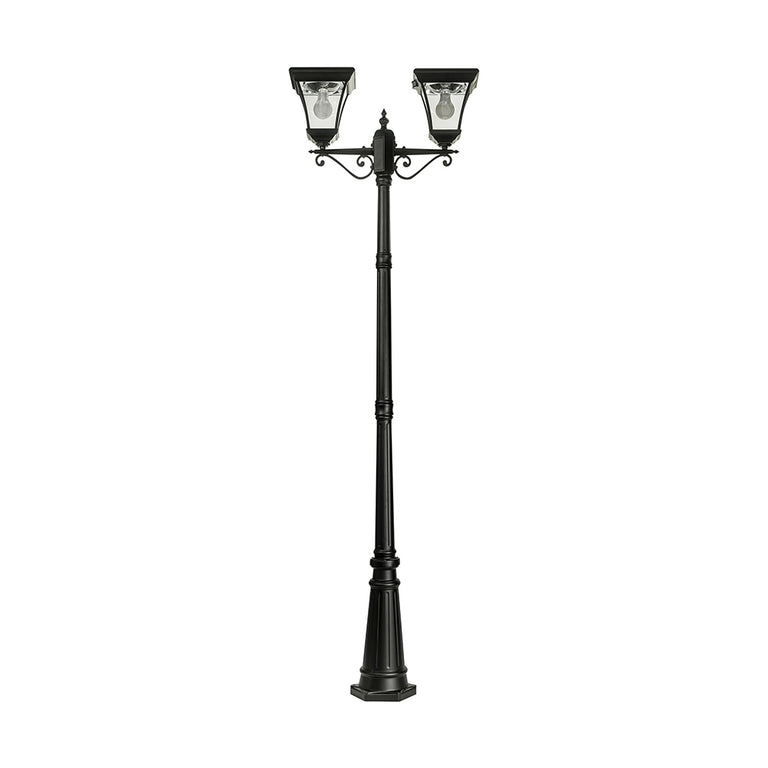 Traditional Twin Head LED Post Light Black - SLDPL0008B-12.4W