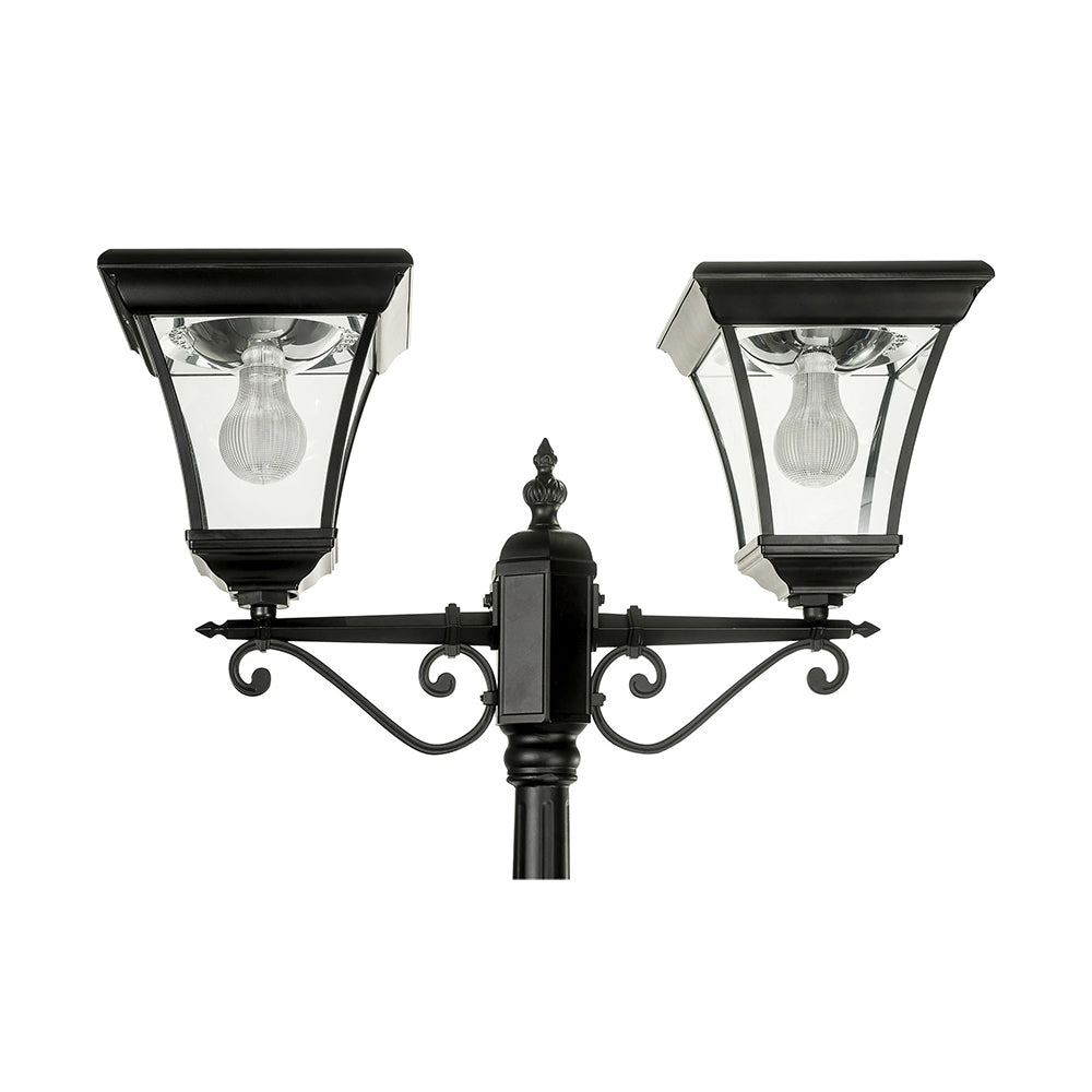Traditional Twin Head LED Post Light Black - SLDPL0008B-12.4W