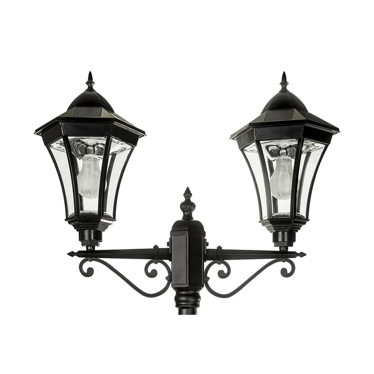 Traditional Twin Head LED Post Light Black - SLDPL0009B-7.6W