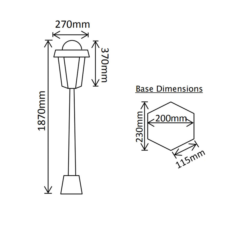 Solar Traditional Single Head LED Post Light With Motion Sensor Black - SLDPL0012A-S2-3.8W-PIR