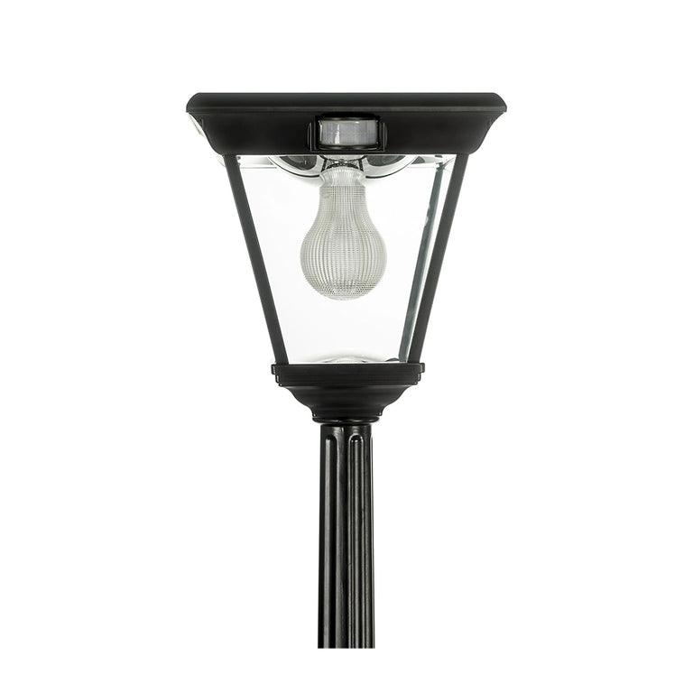 Traditional Single Head LED Post Light With Motion Sensor Black - SLDPL0018A-S2-6.2W-PIR