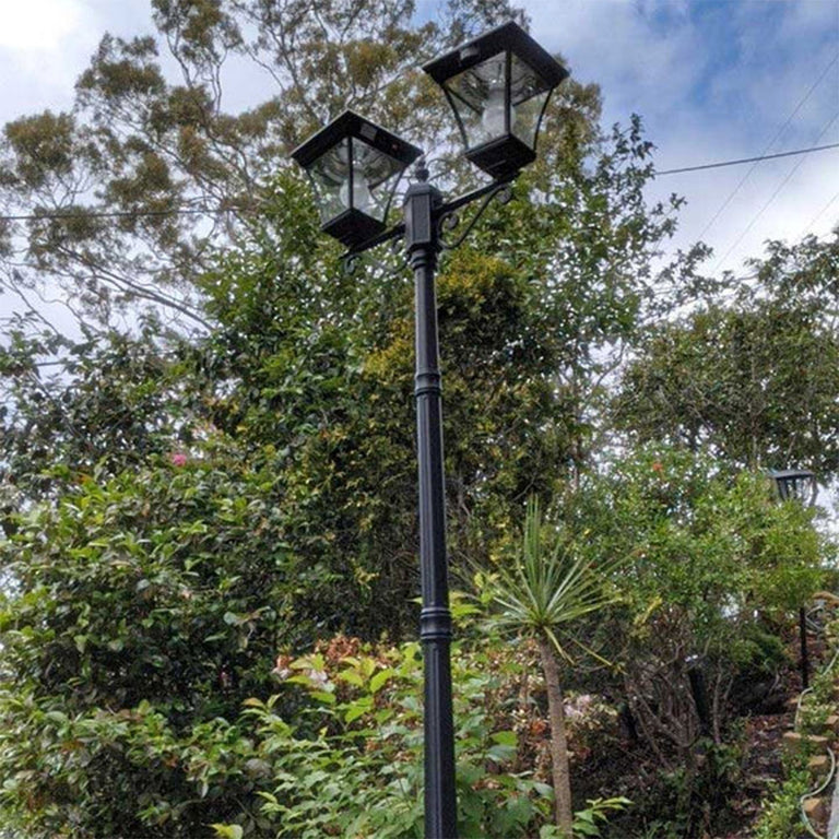 Traditional Twin Head LED Post Light Black - SLDPL0008B-12.4W