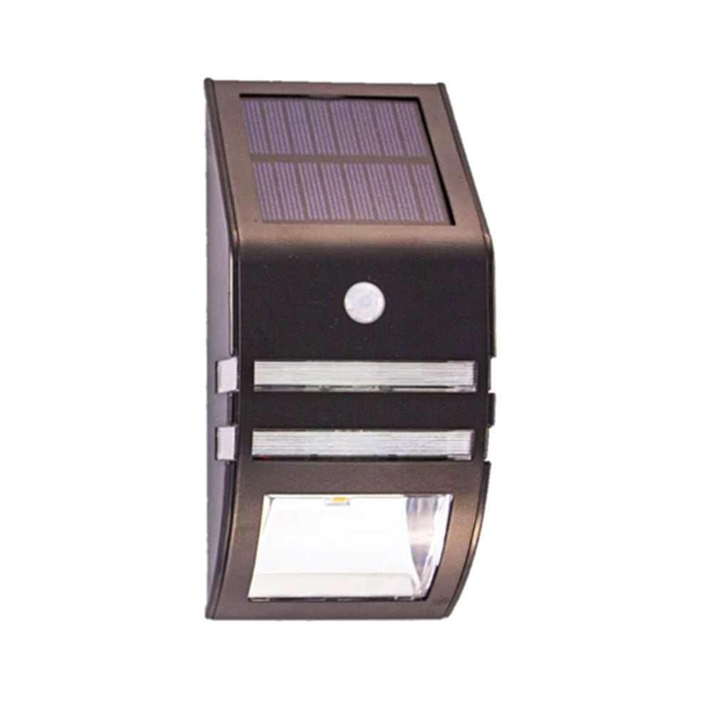 Solar LED Wall Light With PIR Sensor Black / Warm White - SLDWL0099A-1W-PIR-BLK-WW