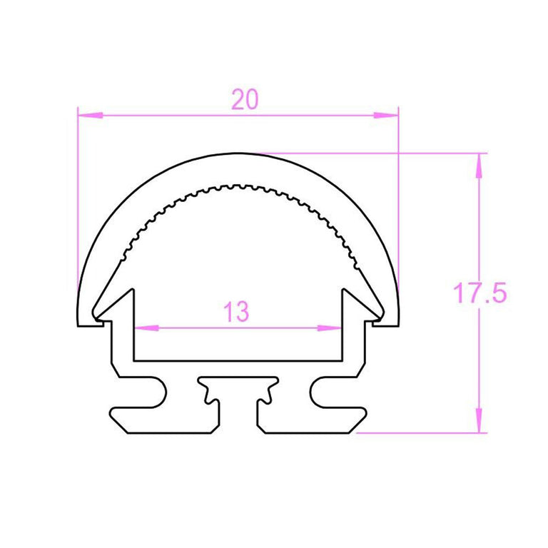 LED Strip 1 Metre Curved Channel Silver - SLT1000