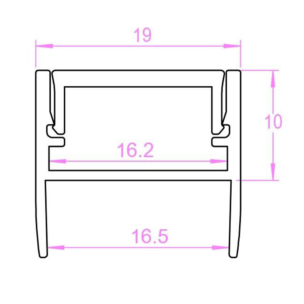 SLT LED Strip 2 Metre Square Clip On Channel Silver - SLT3010/2M