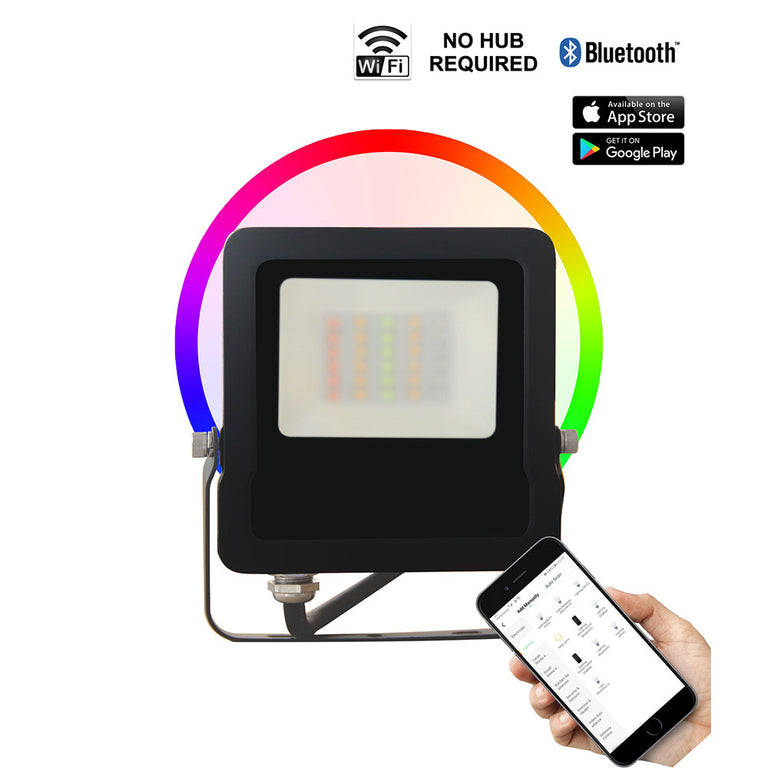 Smart 30W LED Dimmable Floodlight Black / Daylight + RGB - SMTFLOOD2