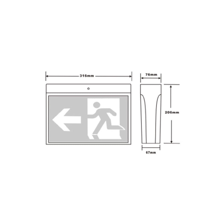 Mirach 1 3W Surface Mounted LED Exit Sign with Emergency Light White - SP-2001WH