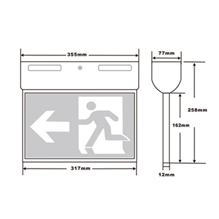 Mirach 3 2.5W Surface Mounted LED Exit Sign with Emergency Light White / Cool White - SP-2003WH