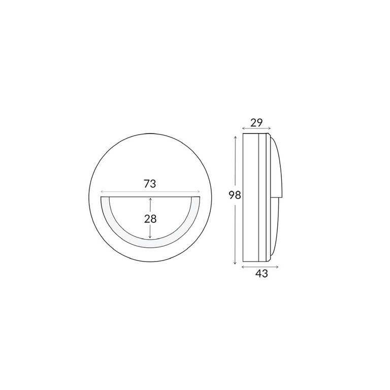 Surface Mounted 12V DC 6W LED Eyelid Step Light Titanium / Warm White - STE18