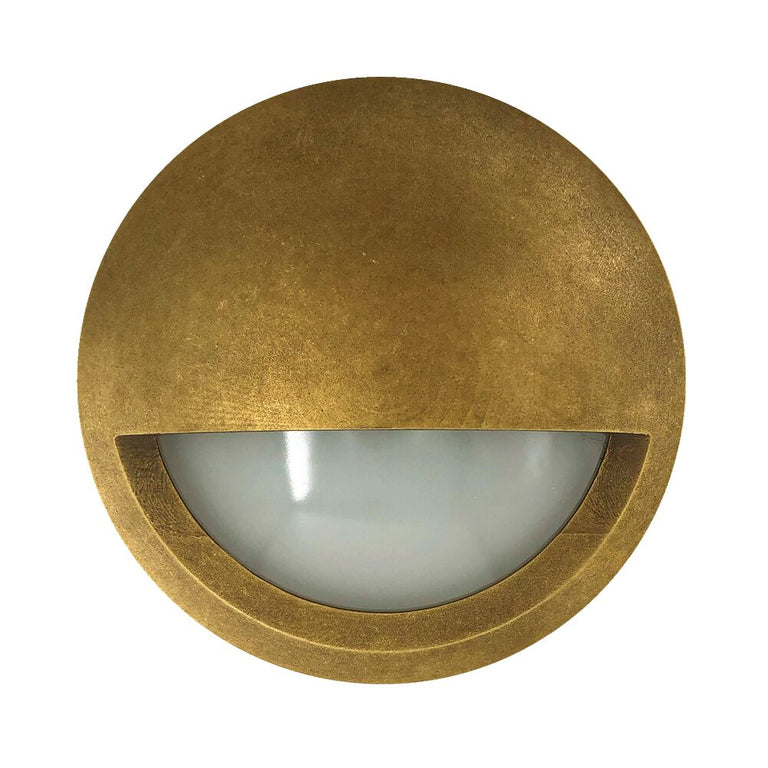 Exterior 12V 6W LED Surface Mounted Eyelid Step Light Antique Brass / Warm White - STE20