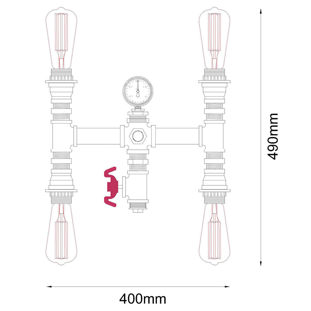 Carbon Filament Pipe Wall Light Aged Iron - Steam3