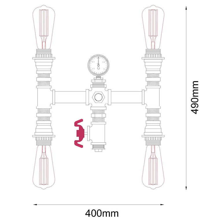 Carbon Filament Pipe Wall Light Aged Iron - Steam3