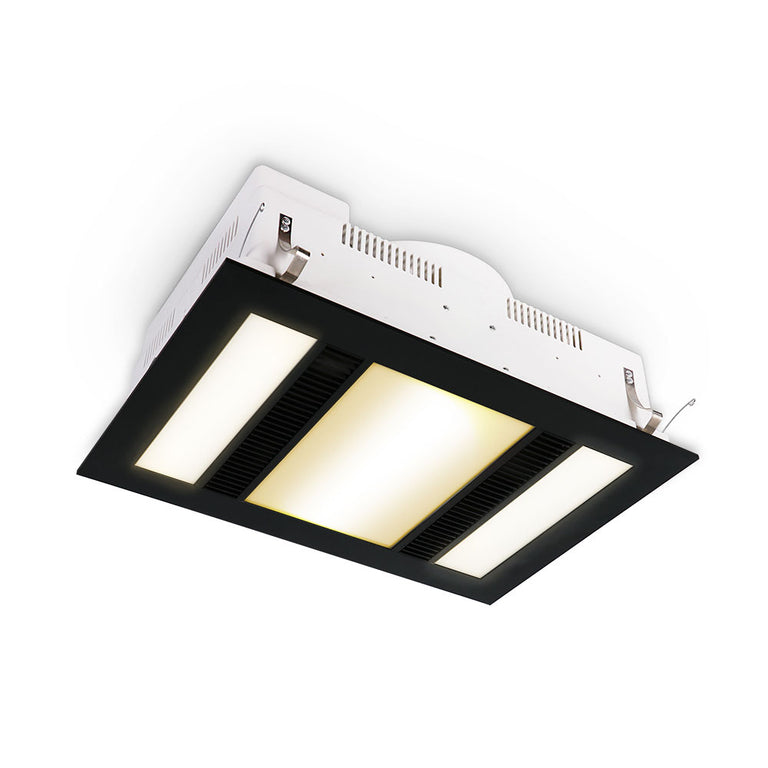 St Moritz 1000W Infrared High Velocity Bathroom Heater & Exhaust With LED Panels Black / Tri-Colour - STMORITZ/B