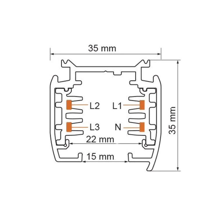 Universal Three Circuit 2 Meter Track White - STR4890/2WH