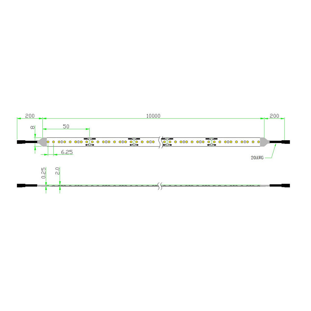 Dofida 6 14.4W 24V DC 10 Metre COB LED Strip / Daylight -  STRIP-160D/COB/10M/24V/PW