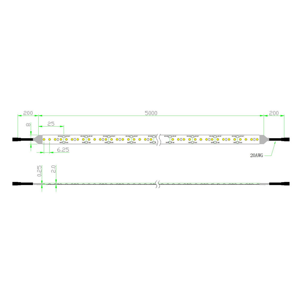 Dofida 5 14.4W 12V DC 5 Metre COB LED Strip / Warm White -  STRIP-160D/COB/5M/12V/WW
