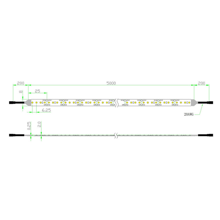 Dofida 5 14.4W 12V DC 5 Metre COB LED Strip / Daylight -  STRIP-160D/COB/5M/12V/PW