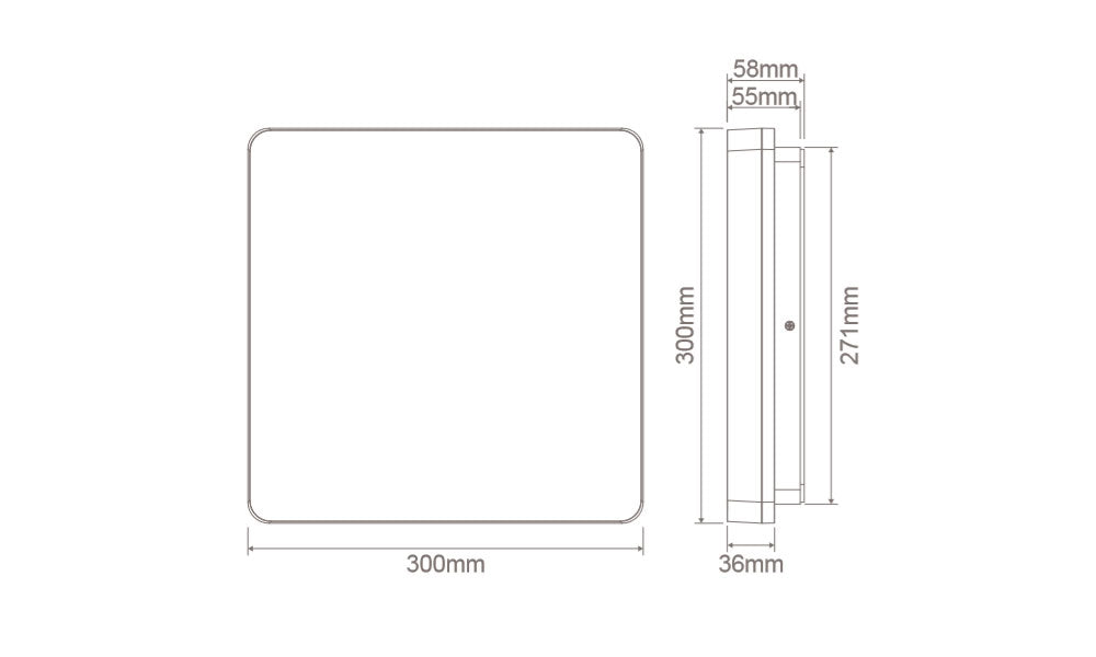 Sunset 25 Watt Slimline Dimmable Square LED Ceiling Light White / Tri Colour - 20887