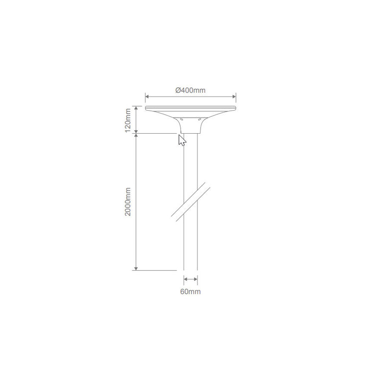 Sunsolar 20W LED Solar Powered Head Complete With 2 Meter Post Black / Duo Colour - 10304