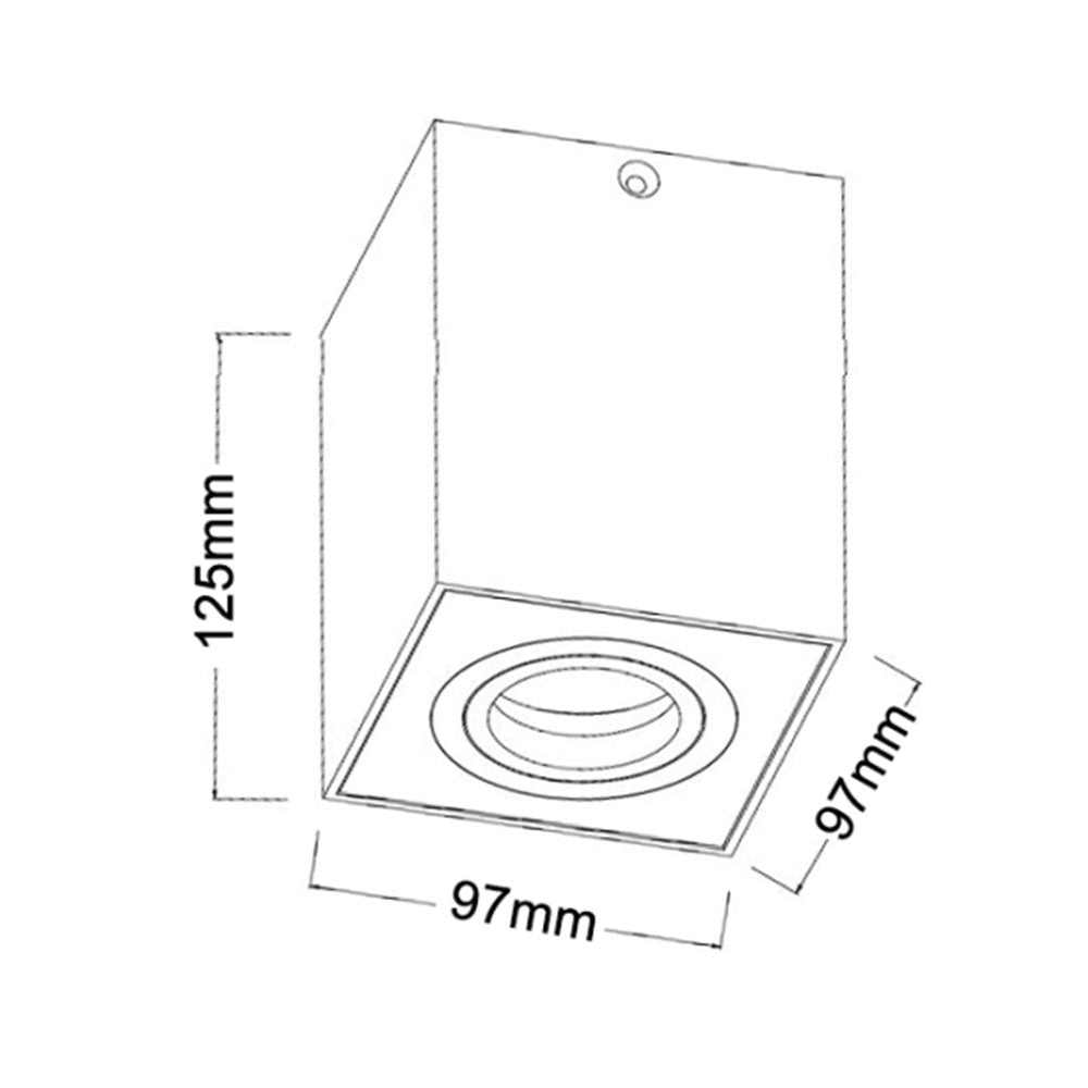 Surface Gimbal Square 240V GU10 Downlight Matt Black - SURFACE25