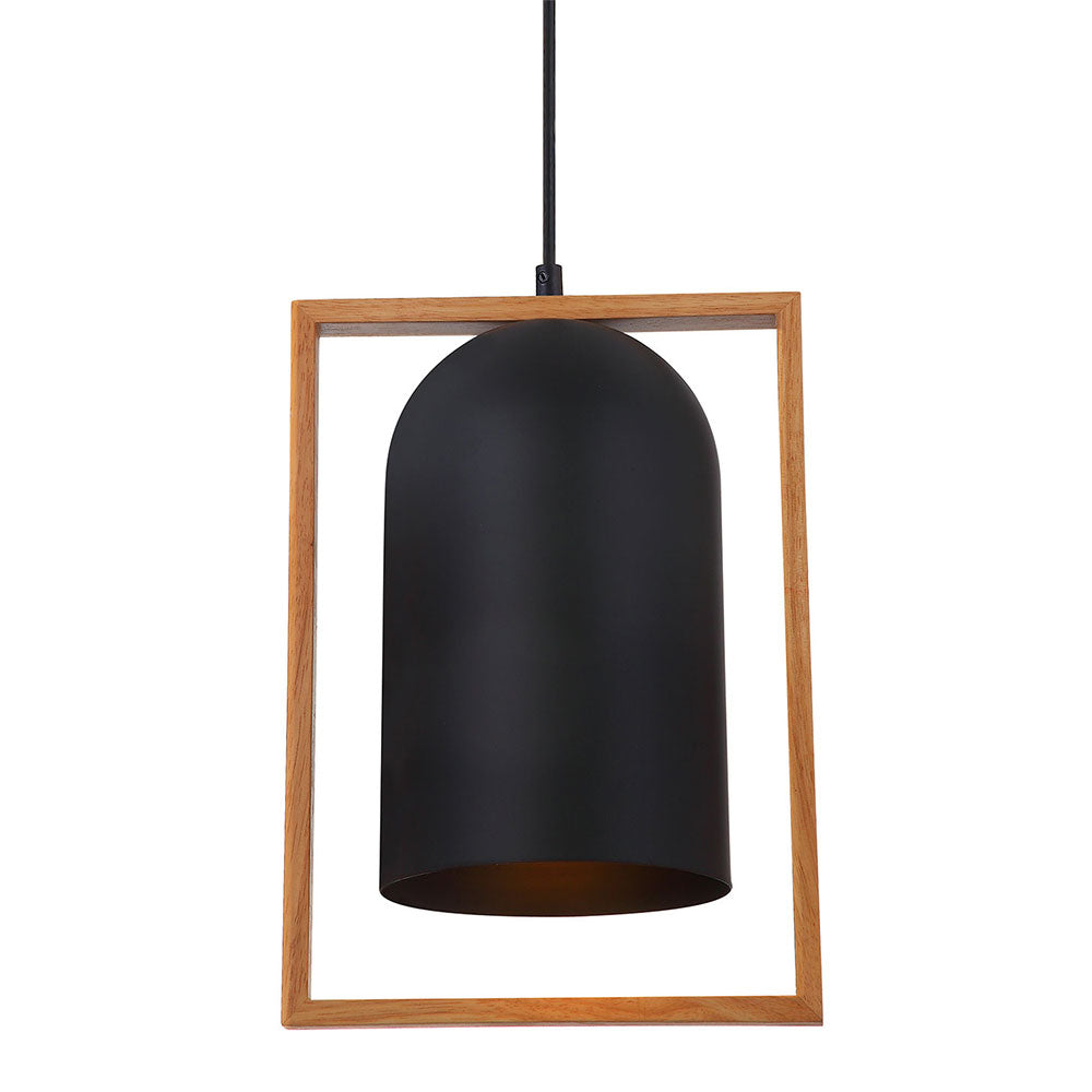 Modern Iron & Wood Pendant Black - Swing2