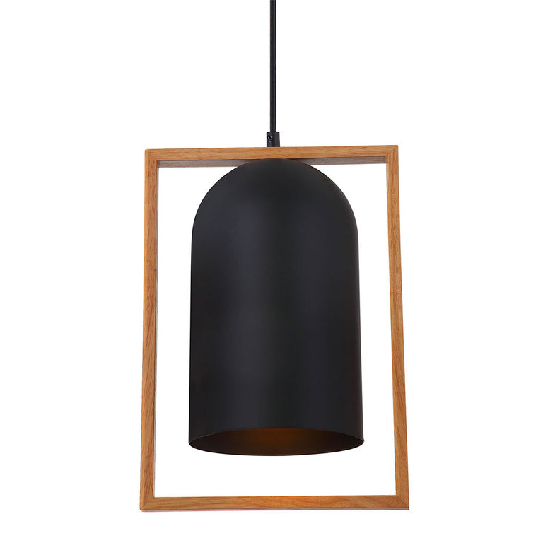 Modern Iron & Wood Pendant Black - Swing2