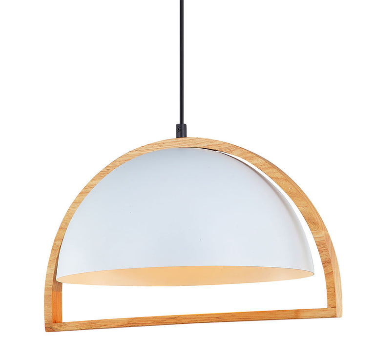 Modern Iron & Wood Pendant White - Swing3