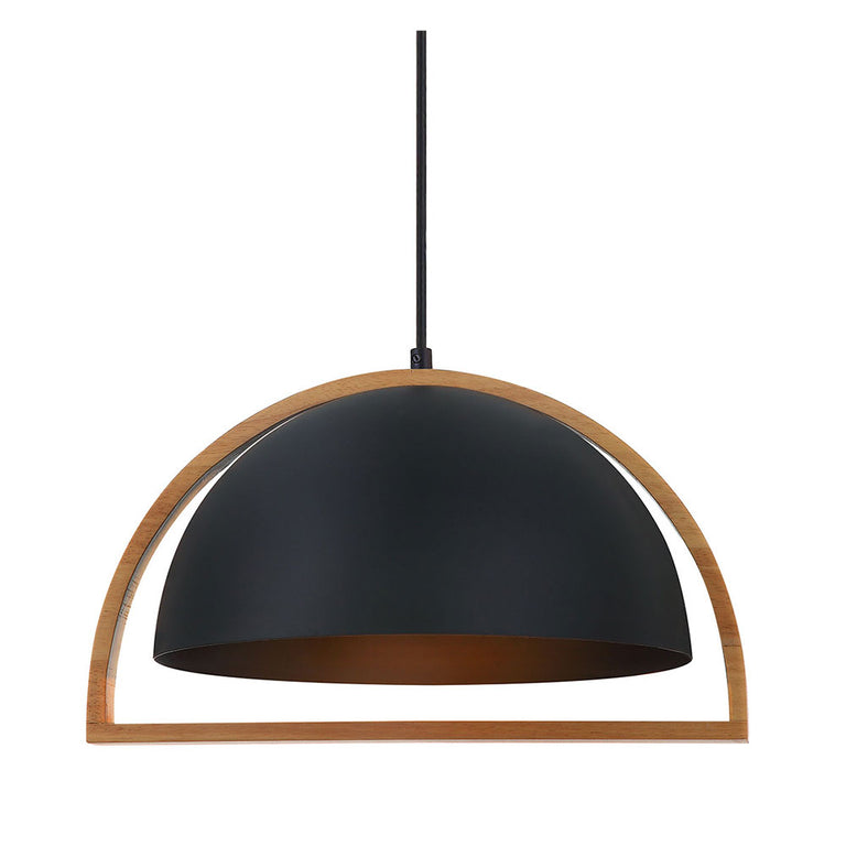 Modern Iron & Wood Pendant Black - Swing4