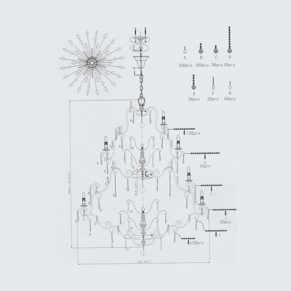 Salzburg 45 Light Crystal Chandelier Bronze