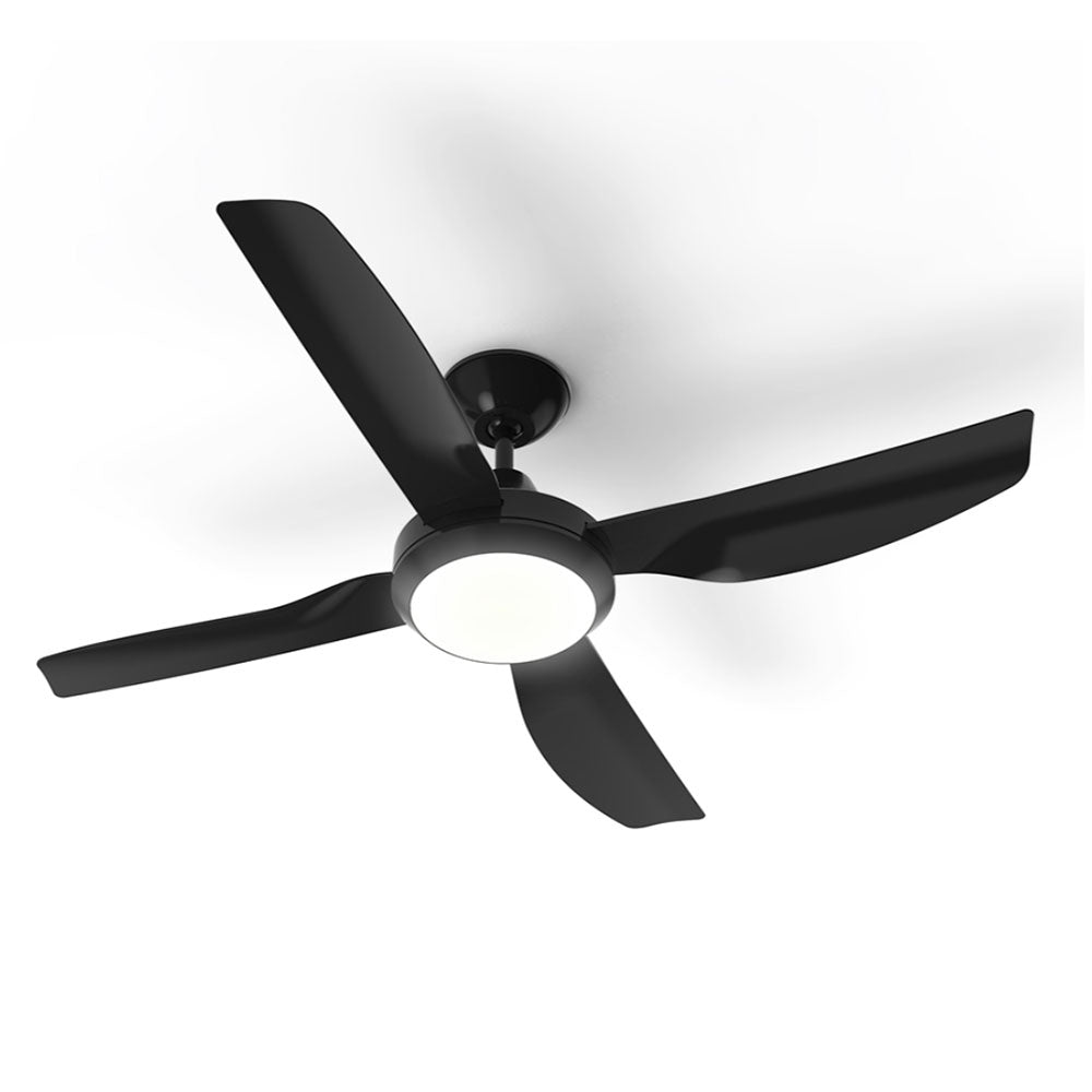 Sanur 48" DC 4 Blade Ceiling Fan With 20W LED Dimmable Light Black / Tri-Colour - SANUR/48/LT/BK