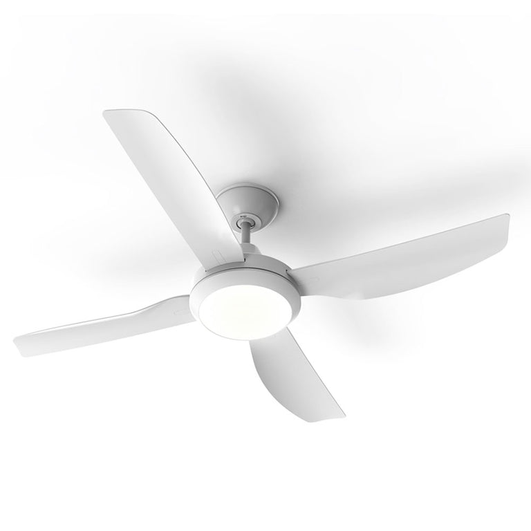 Sanur 48" DC 4 Blade Ceiling Fan With 20W LED Dimmable Light White / Tri-Colour - SANUR/48/LT/WH