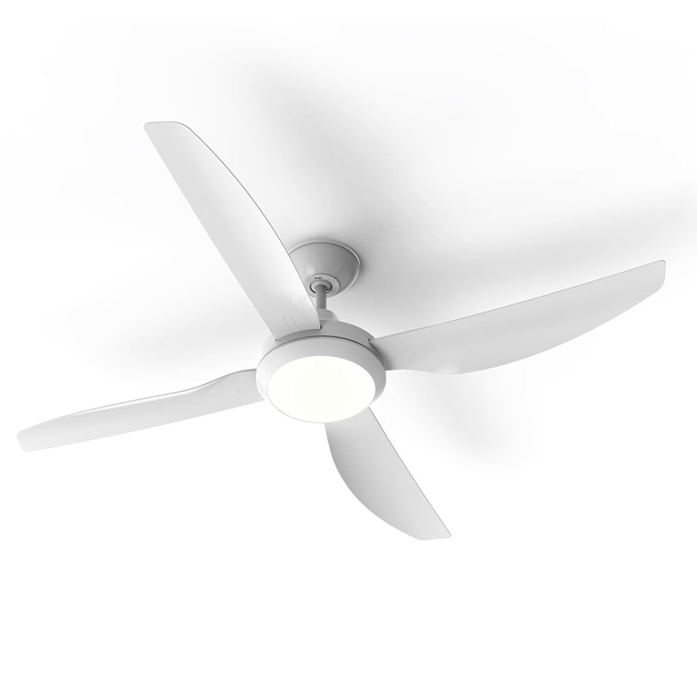 Sanur 52" DC 4 Blade Ceiling Fan With 20W LED Dimmable Light White / Tri-Colour - SANUR/52/LT/WH