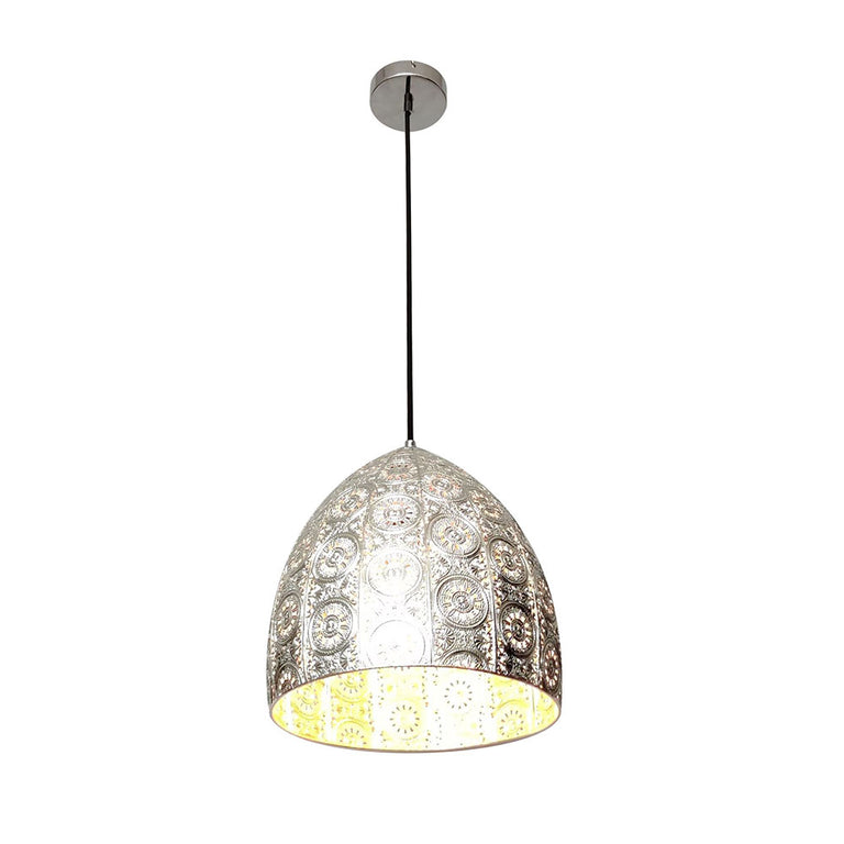 Interior Embossed Ellipse Steel Ombre Pendant Chrome- SARI2