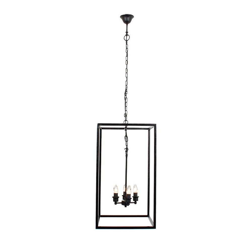 Saxon 4 Light Hanging Lantern - Black