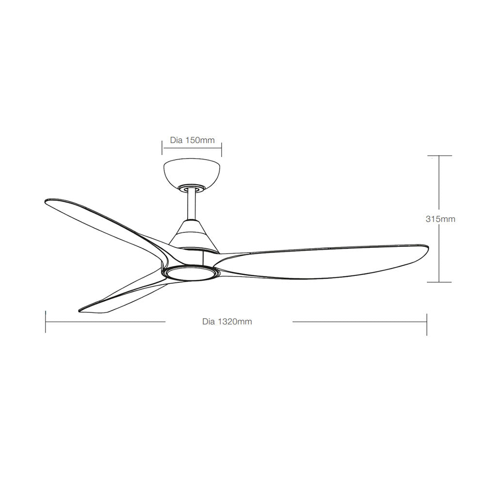 Seaforth 52" DC Smart Ceiling Fan With WIFI Remote Control Matt Black - MDCS133M