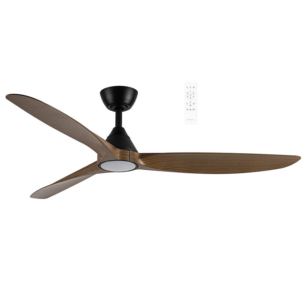Seaforth 56" DC Smart Ceiling Fan With WIFI Remote Control + LED Light Matt Black / Teak - MDCS1433MT