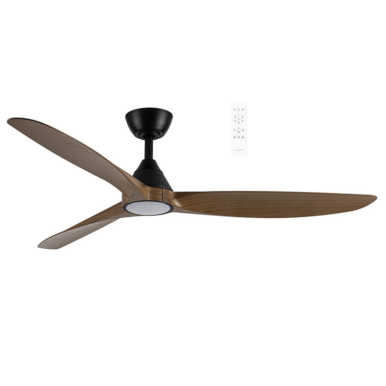 Seaforth 56" DC Smart Ceiling Fan With WIFI Remote Control + LED Light Matt Black / Teak - MDCS1433MT